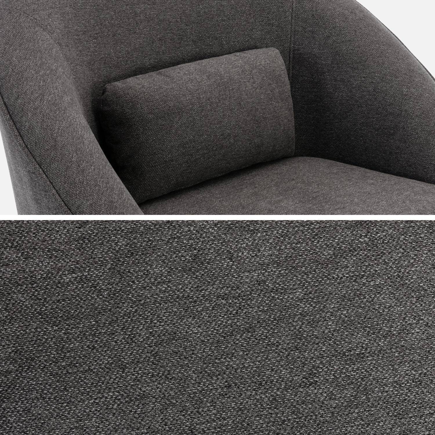 360° draaibare fauteuil in donkergrijze stof met kussen, LANA B 80 x D 73 x H 77cm,sweeek,Photo7