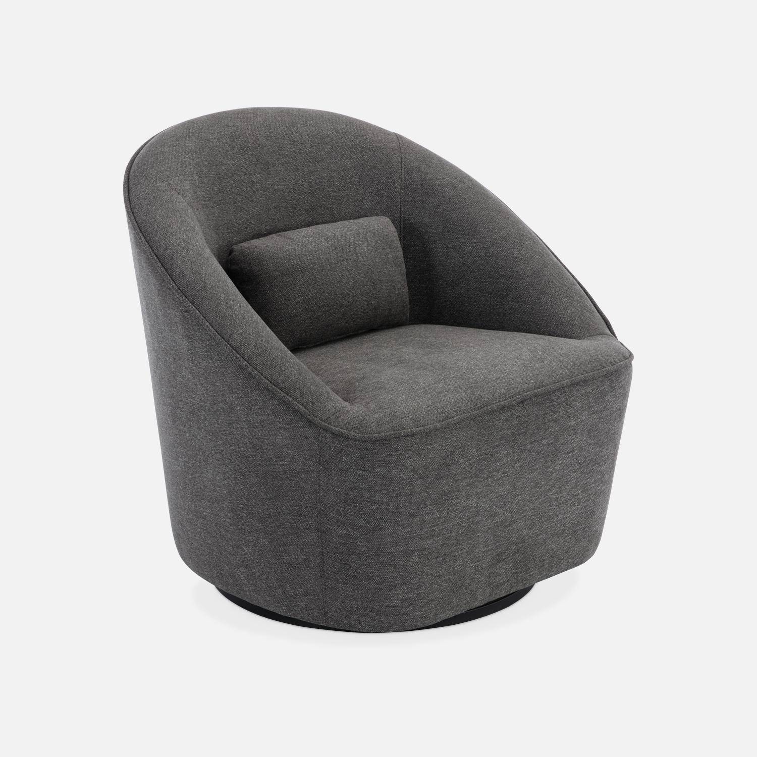 360° draaibare fauteuil in donkergrijze stof met kussen, LANA B 80 x D 73 x H 77cm,sweeek,Photo3