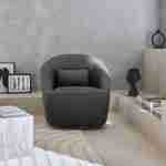 360° draaibare fauteuil in donkergrijze stof met kussen, LANA B 80 x D 73 x H 77cm Photo1
