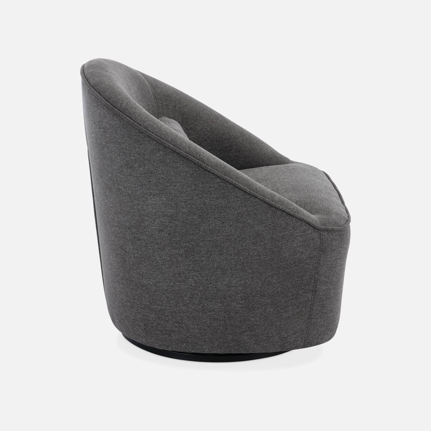 360° draaibare fauteuil in donkergrijze stof met kussen, LANA B 80 x D 73 x H 77cm,sweeek,Photo5