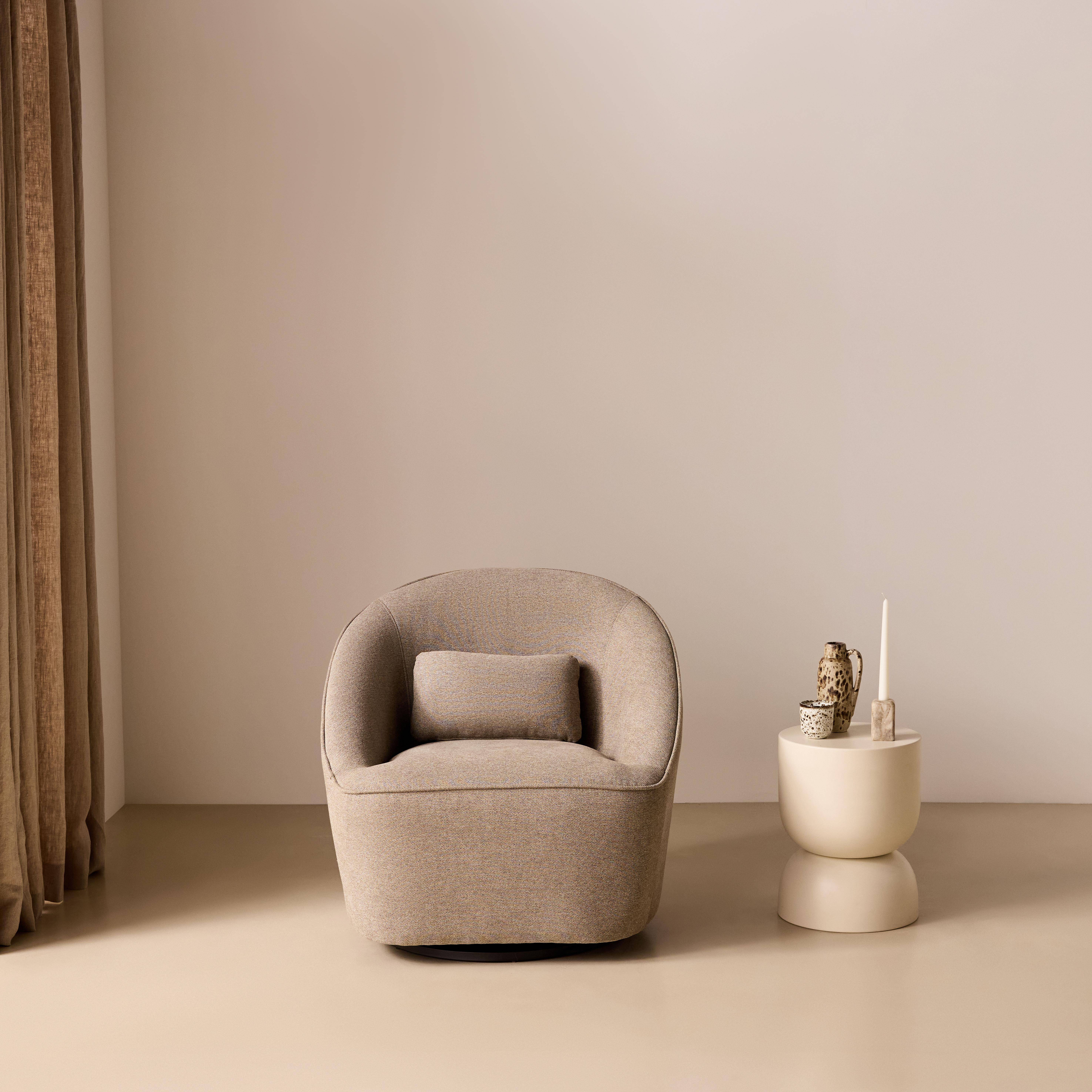 360° draaibare fauteuil, Lana, in taupe stof, met kussen B 80 x D 73 x H 77cm Photo3