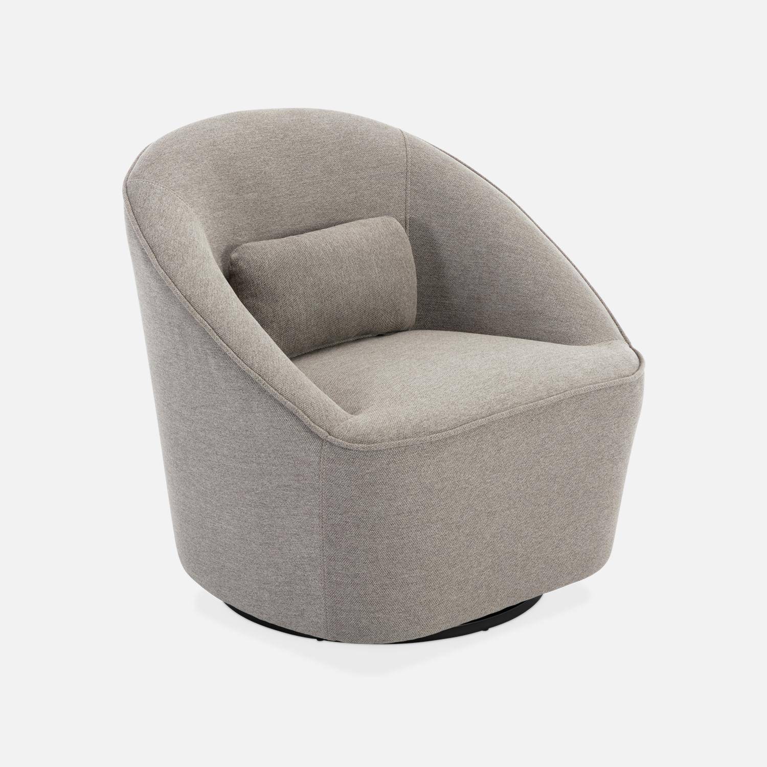 360° draaibare fauteuil, Lana, in taupe stof, met kussen B 80 x D 73 x H 77cm Photo4