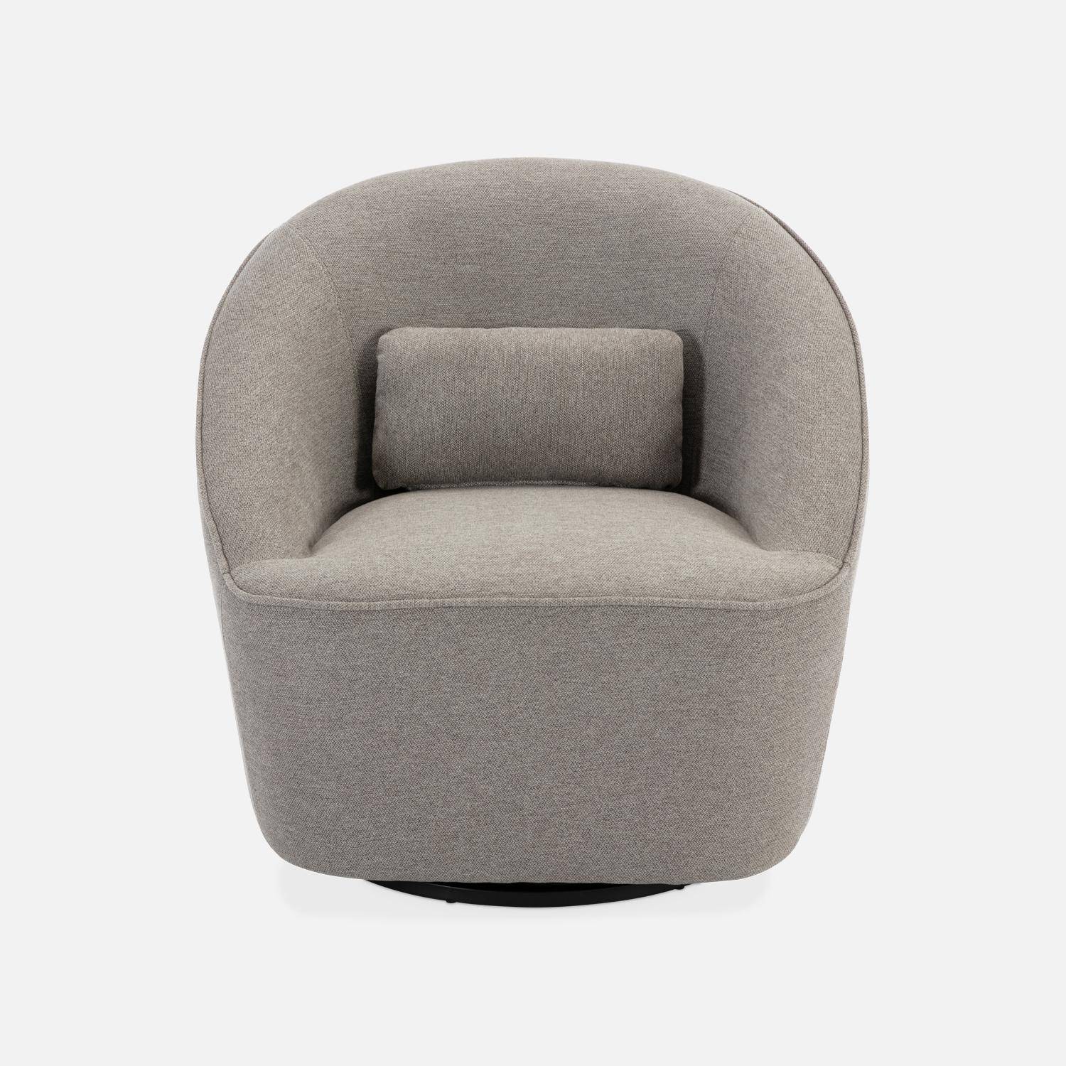 Fauteuil pivotant 360° en tissu taupe, avec coussin LANA L 80 x P 73 x H77cm,sweeek,Photo5