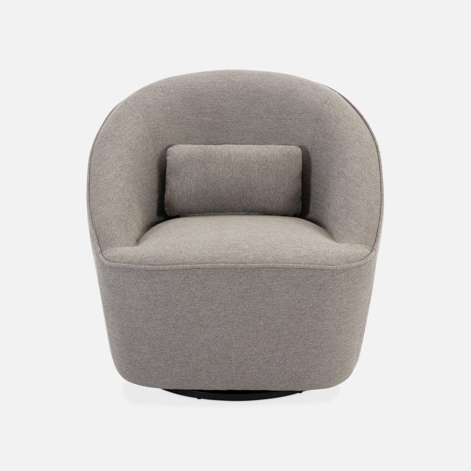 360° drehbarer Sessel mit Stoffbezug in taupe und Kissen, LANA B 80 x T 73 x H 77 cm Photo4