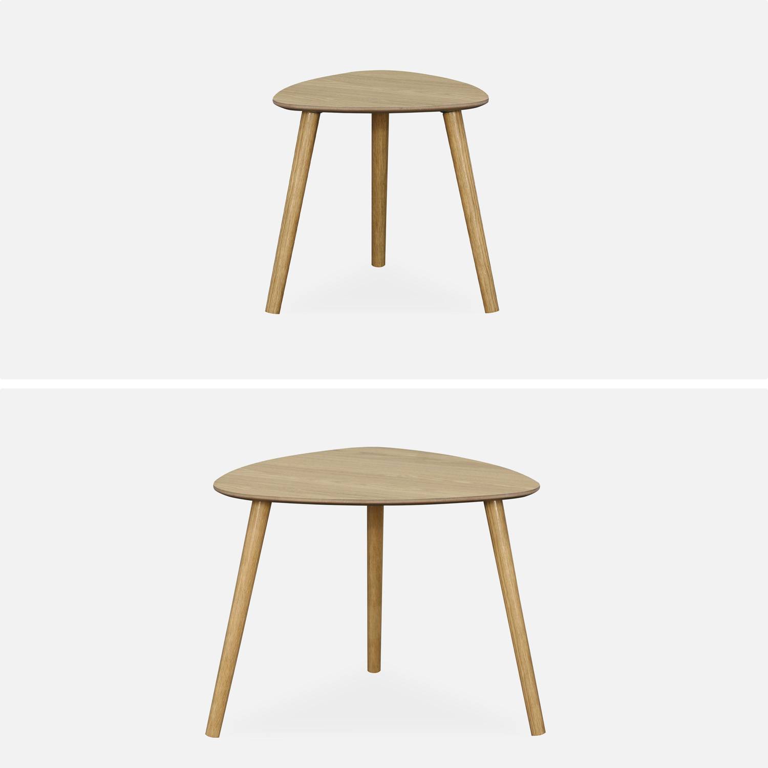 Lot de 2 tables gigognes style scandinave en MDF décor bois coloris naturel Photo2