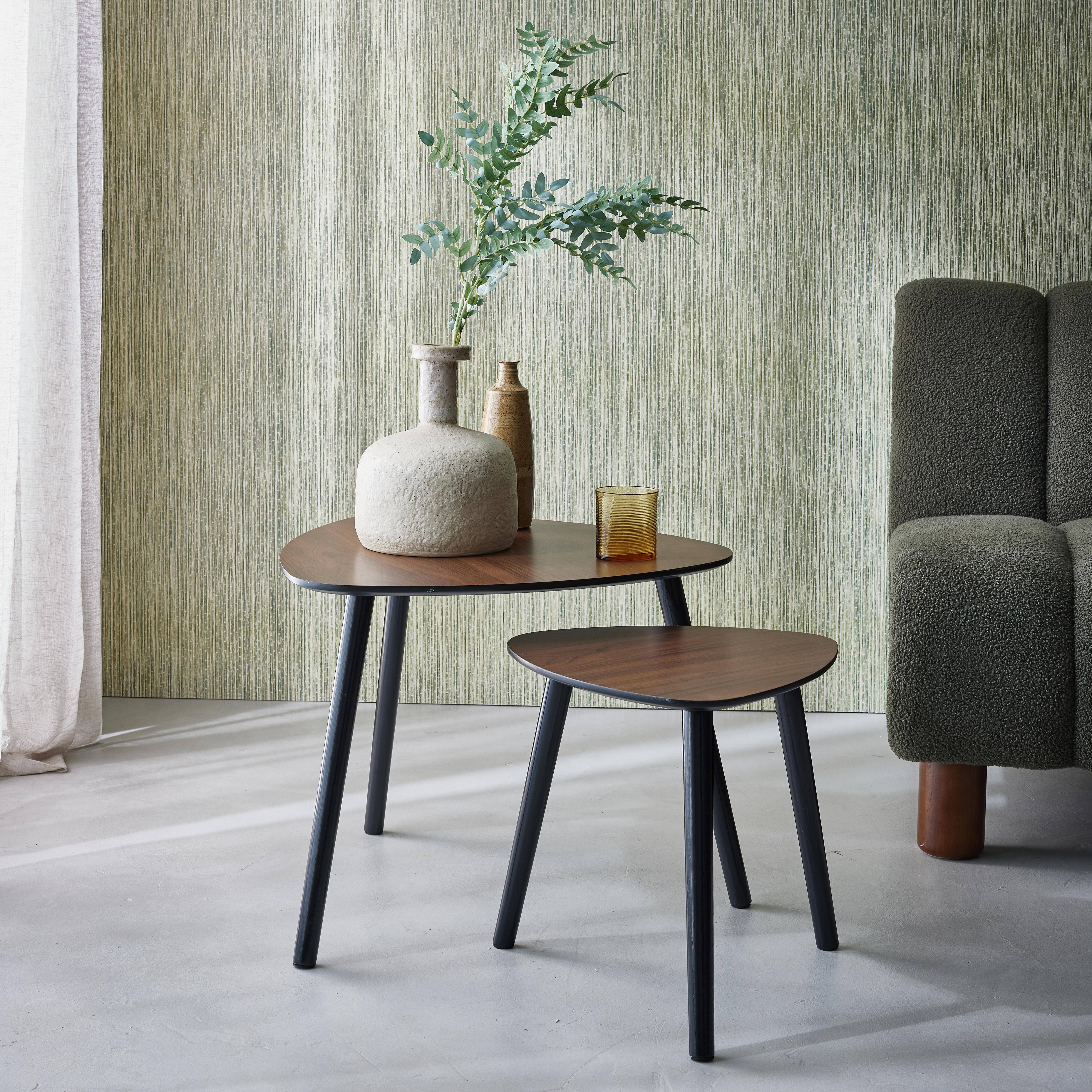 Set van 2 salontafels in Scandinavische stijl in walnootkleurig MDF-decor,sweeek,Photo1