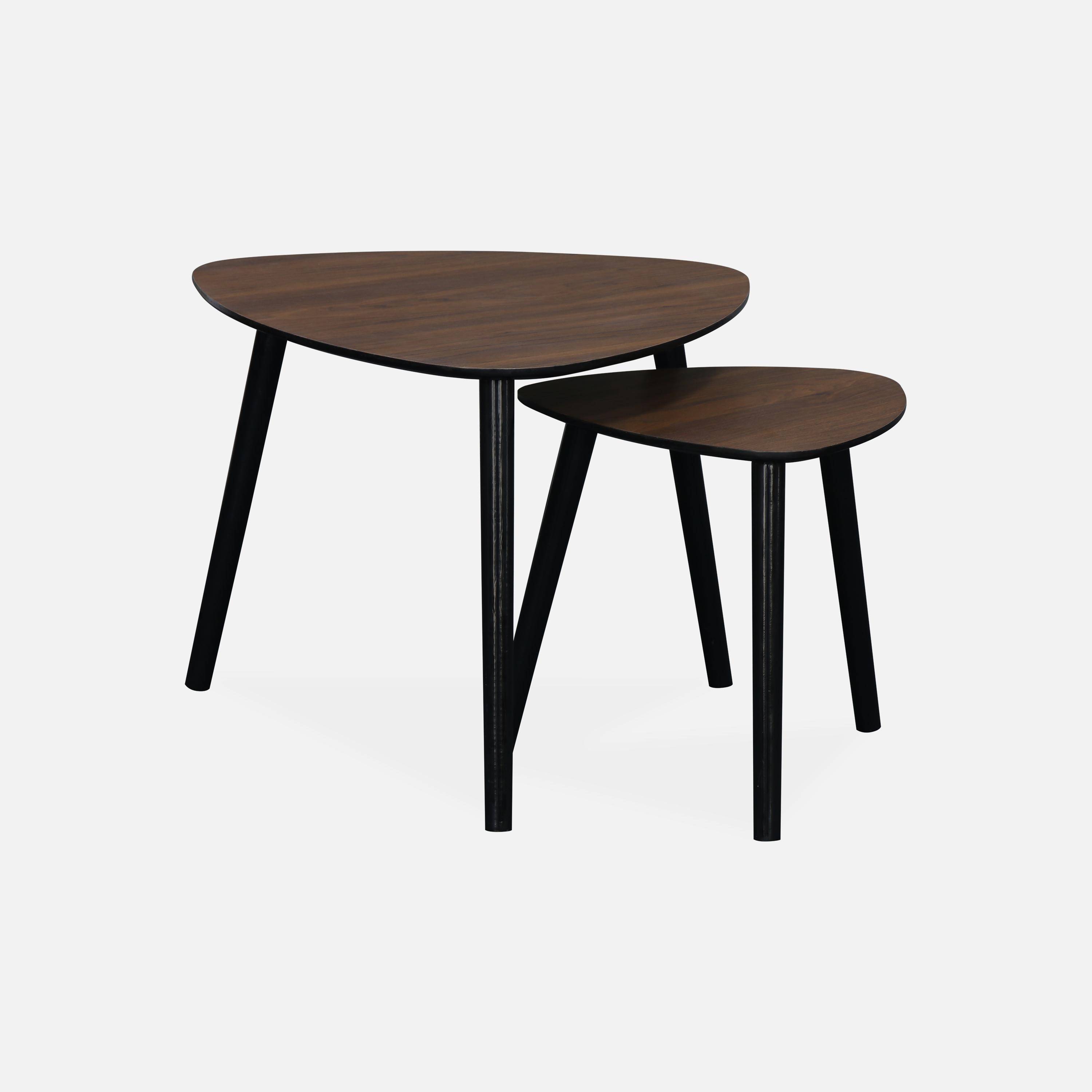 Lot de 2 tables gigognes style scandinave en MDF décor bois coloris noyer,sweeek,Photo1