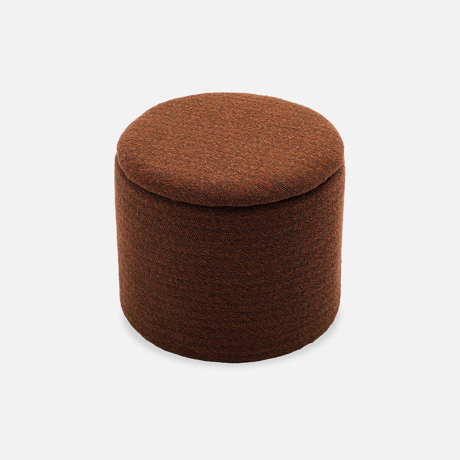 Pouf terracotta en tissu avec rangement pour coussins ou plaids ,sweeek,Photo3