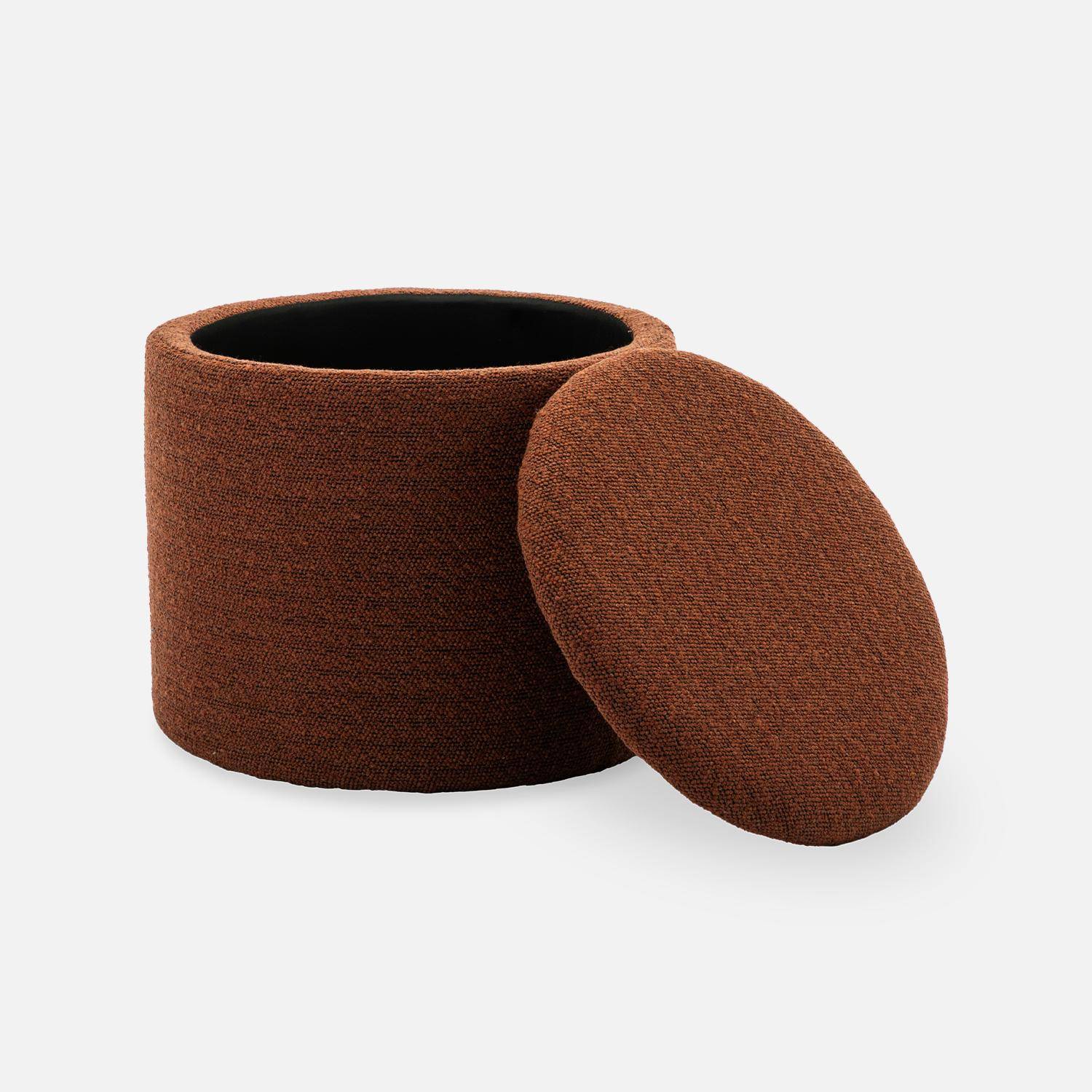 Pouf terracotta en tissu avec rangement pour coussins ou plaids ,sweeek,Photo4