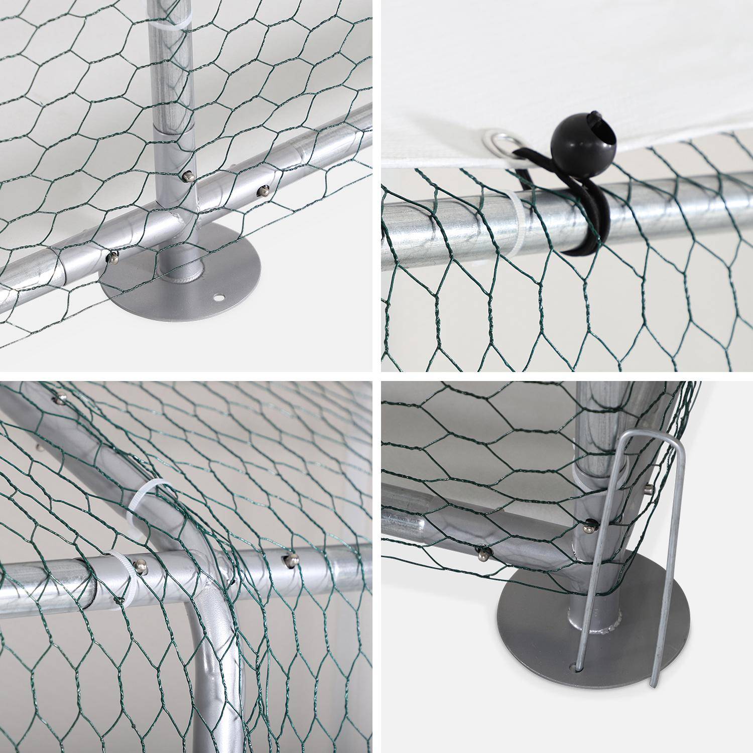 Enclos pour poulailler 2x12m² - Volière en acier galvanisé, bâche de toit imperméable et anti UV, porte avec loquet, enclos pour animaux Photo5