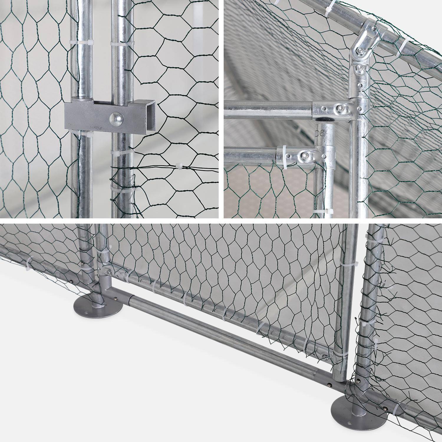 Enclos pour poulailler 2x12m² - Volière en acier galvanisé, bâche de toit imperméable et anti UV, porte avec loquet, enclos pour animaux,sweeek,Photo4