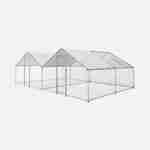 Enclos pour poulailler 24 m² - Volière en acier galvanisé, bâche de toit imperméable et anti UV, porte avec loquet, enclos pour animaux Photo1