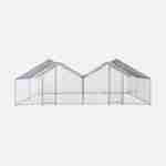 Enclos pour poulailler 24 m² - Volière en acier galvanisé, bâche de toit imperméable et anti UV, porte avec loquet, enclos pour animaux Photo2
