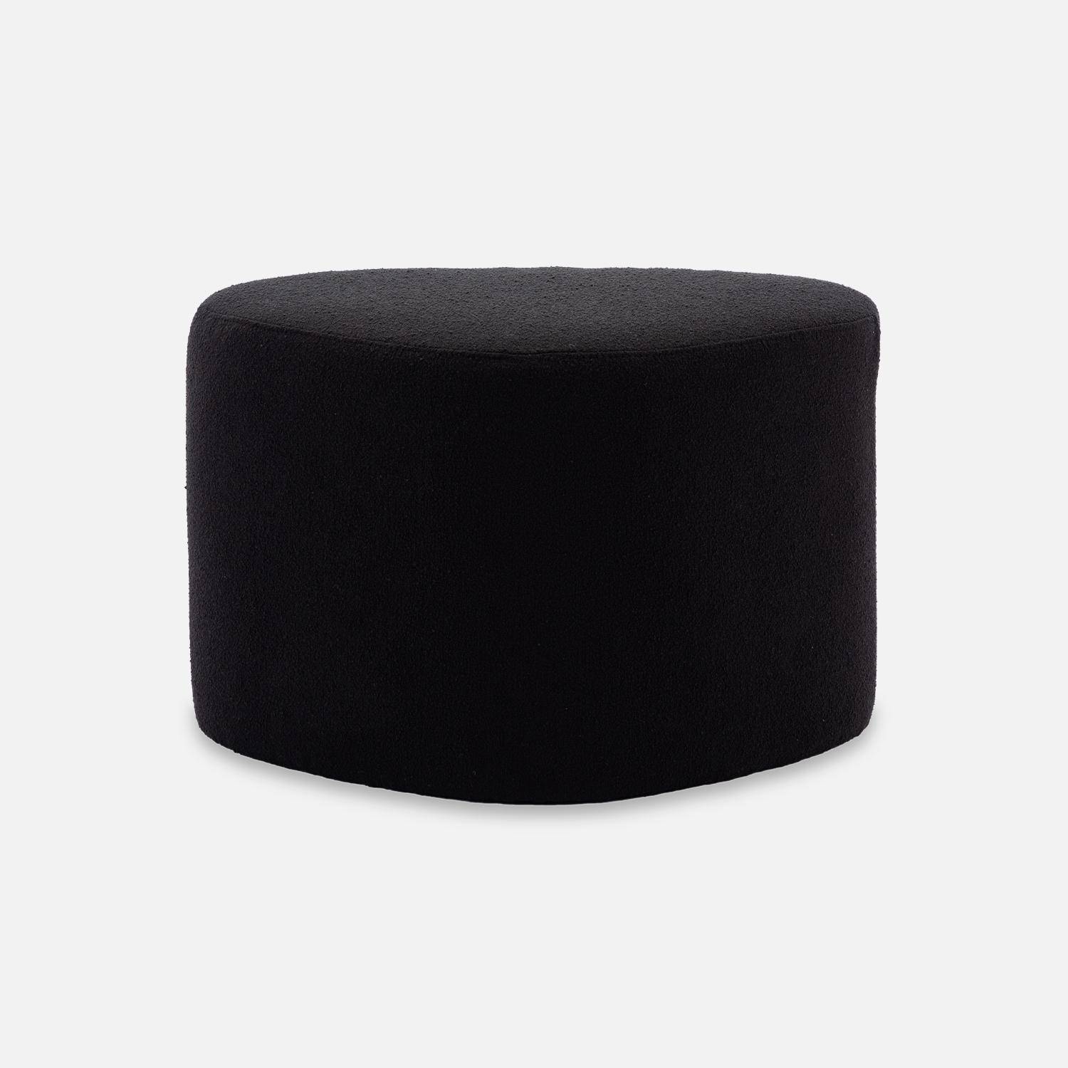sgabello, pouf a forma di ciottolo in tessuto nero, TAO L 60 x P 44 x H 40 cm Photo4