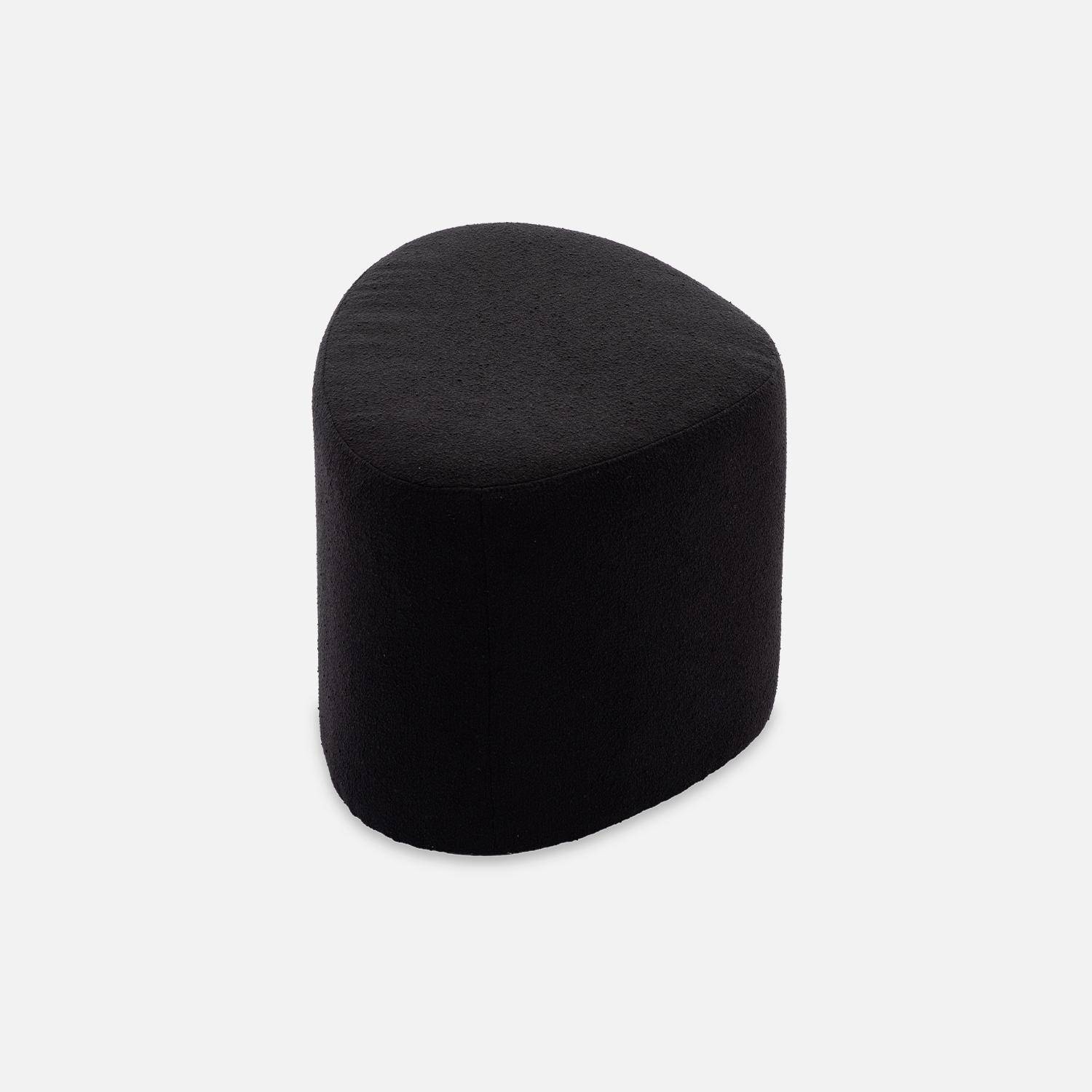 sgabello, pouf a forma di ciottolo in tessuto nero, TAO L 60 x P 44 x H 40 cm Photo3