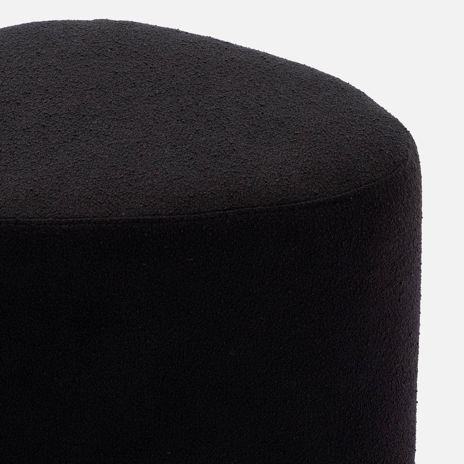 tabouret, pouf en forme de galet en tissu noir, TAO L 60 x P 44 x H 40cm Photo5