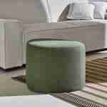 sgabello, pouf a forma di ciottolo in tessuto kaki, TAO L 60 x P 44 x H 40 cm Photo2