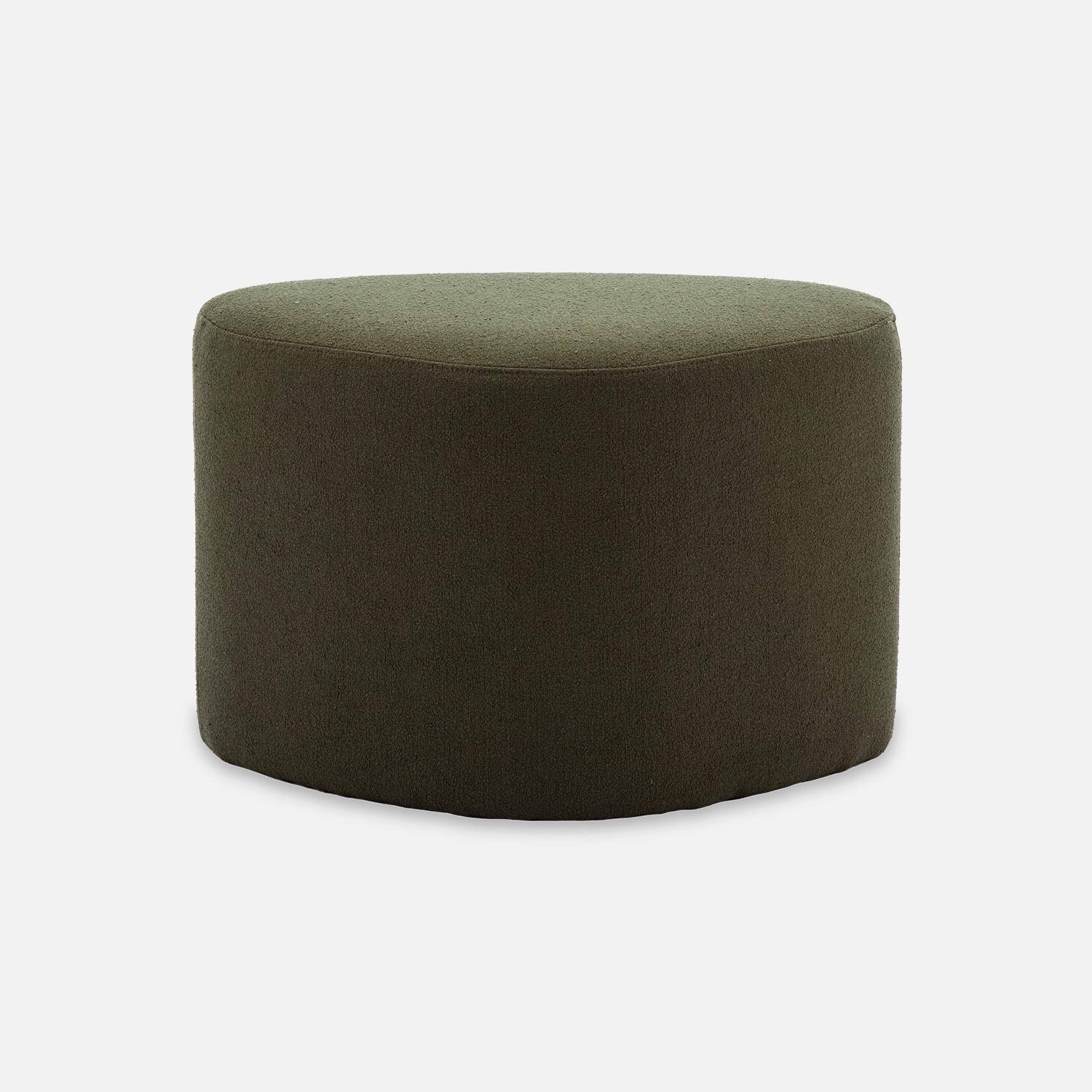 tabouret, pouf en forme de galet en tissu kaki, TAO L 60 x P 44 x H 40cm,sweeek,Photo4