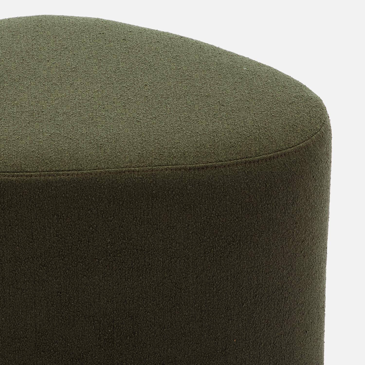 tabouret, pouf en forme de galet en tissu kaki, TAO L 60 x P 44 x H 40cm Photo5