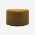 tabouret, pouf en forme de galet en tissu moutarde, TAO L 60 x P 44 x H 40cm Photo5