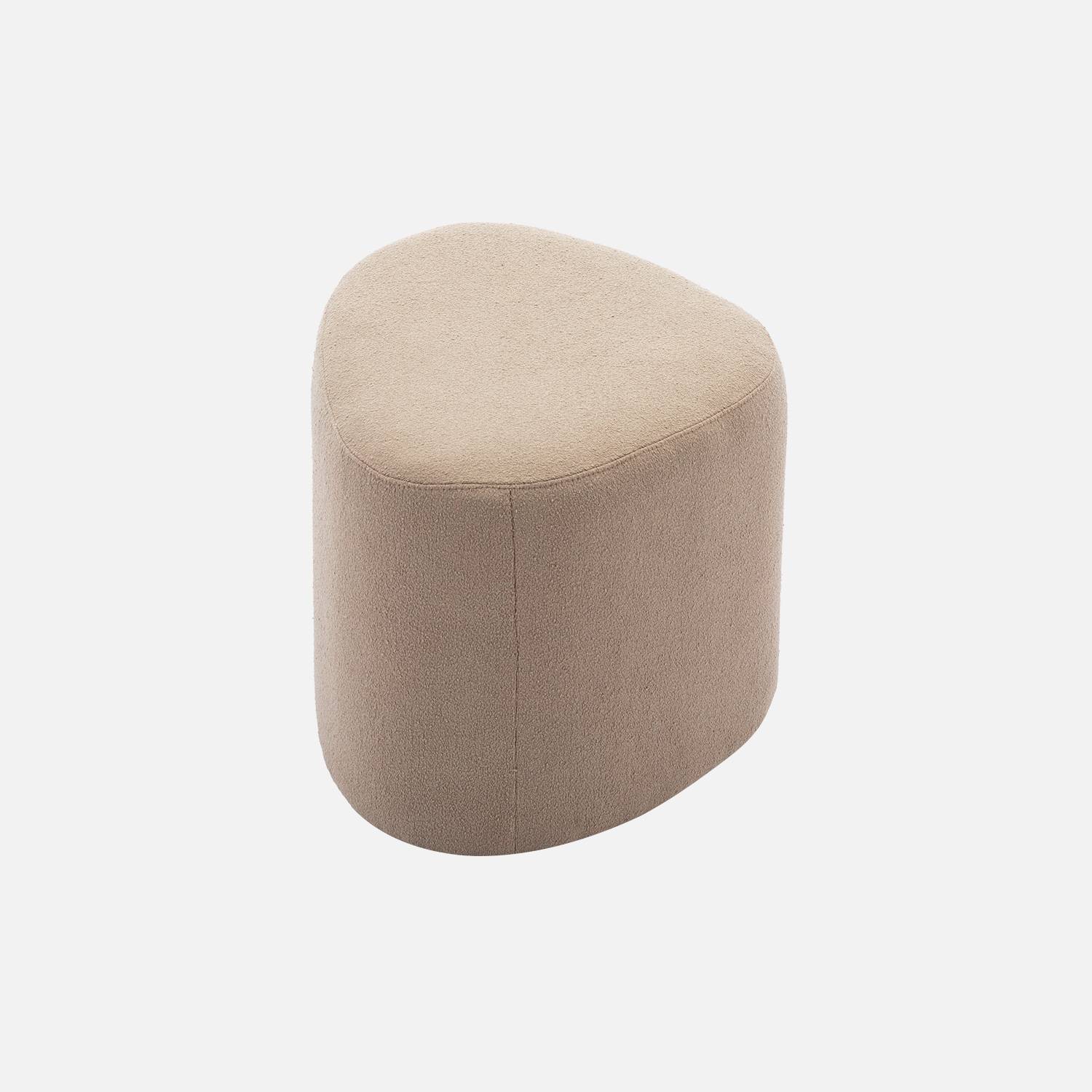 Tabouret, pouf galet en tissu couleur greige
