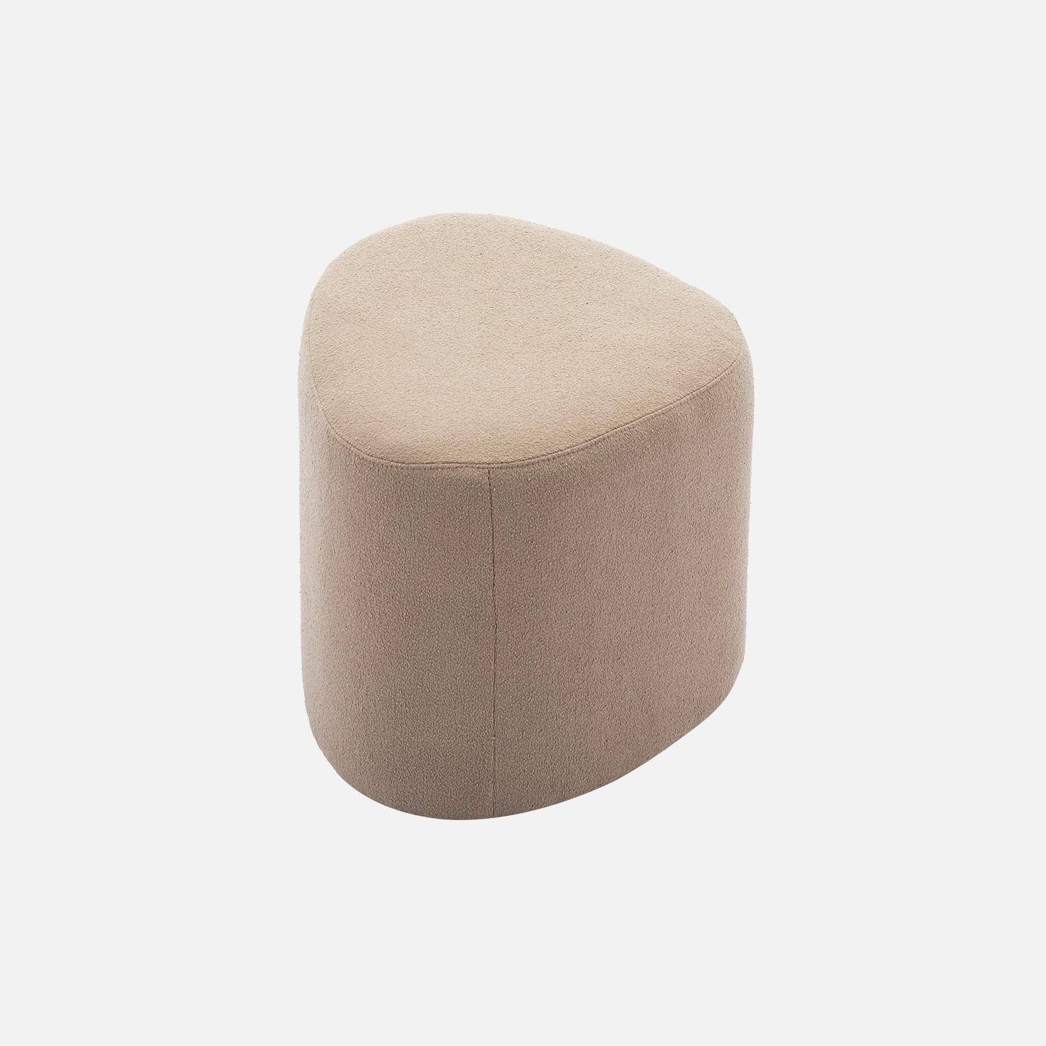 tabouret, pouf en forme de galet en tissu greige, TAO L 60 x P 44 x H 40cm Photo4