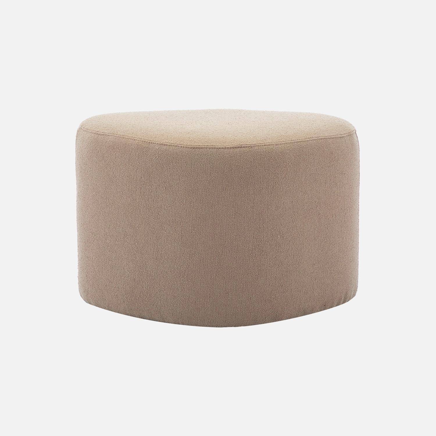 tabouret, pouf en forme de galet en tissu greige, TAO L 60 x P 44 x H 40cm Photo5