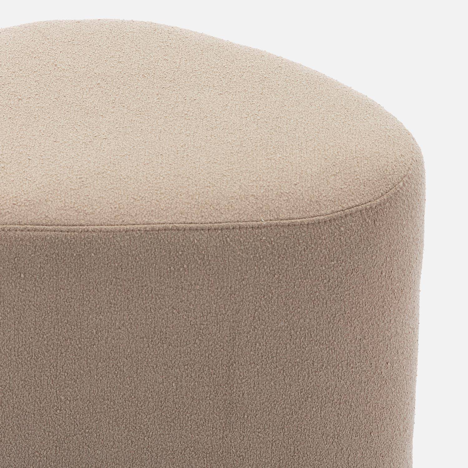 tabouret, pouf en forme de galet en tissu greige, TAO L 60 x P 44 x H 40cm Photo8
