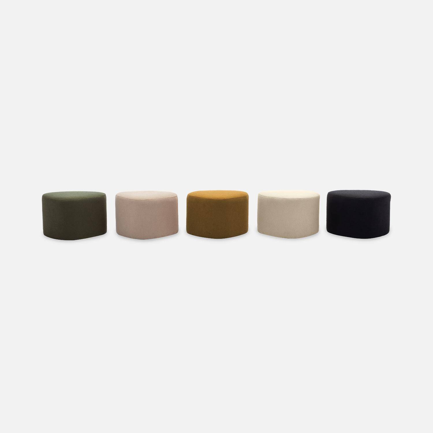 tabouret, pouf en forme de galet en tissu greige, TAO L 60 x P 44 x H 40cm Photo7
