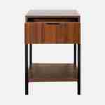 Walnut-coloured bedside table with black metal legs and handle - 1 drawer and 1 shelf Photo3