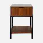 Walnut-coloured bedside table with black metal legs and handle - 1 drawer and 1 shelf Photo3