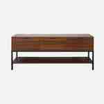 TV unit in walnut with black metal base and handles - 3 drawers and 1 lower shelf Photo4