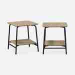 Lot de 2 tables de chevet effet table d'école en décor bois avec structure en acier - 1 étagère centrale Photo1