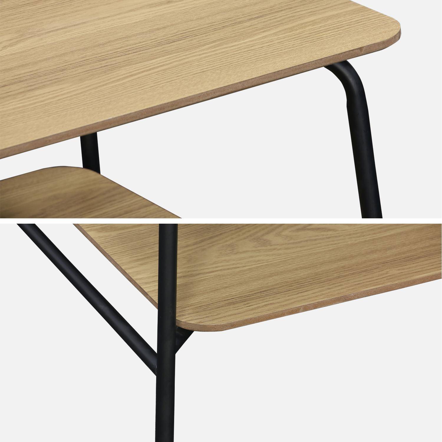 Table basse vintage effet table d'école en décor bois et métal noir avec 1 étagère Photo4