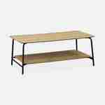 Vintage wood and black metal school table with 1 shelf Photo1