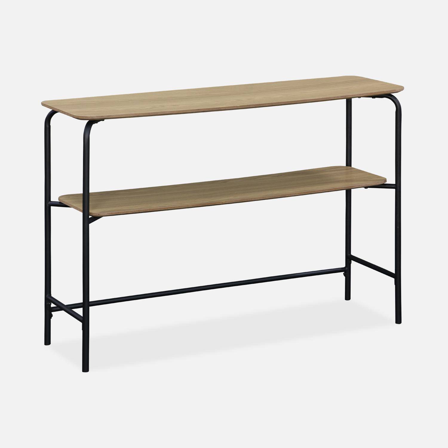Wooden console with black metal structure and base and 1 shelf 110cm,sweeek,Photo4