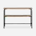 Wooden console with black metal structure and base and 1 shelf 110cm Photo2
