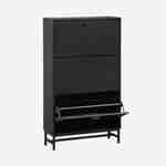 3-door shoe cabinet, black grooved wood decor, contemporary style, 18 pairs of shoes Photo1