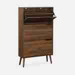 Scandinavian walnut shoe cabinet with 3 flap doors for 18 pairs of shoes Photo3