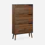 Scandinavian walnut shoe cabinet with 3 flap doors for 18 pairs of shoes Photo1