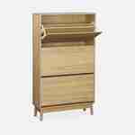 Scandinavian wooden shoe cabinet with 3 flap doors for 18 pairs of shoes Photo3