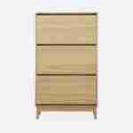 Scandinavian wooden shoe cabinet with 3 flap doors for 18 pairs of shoes Photo2