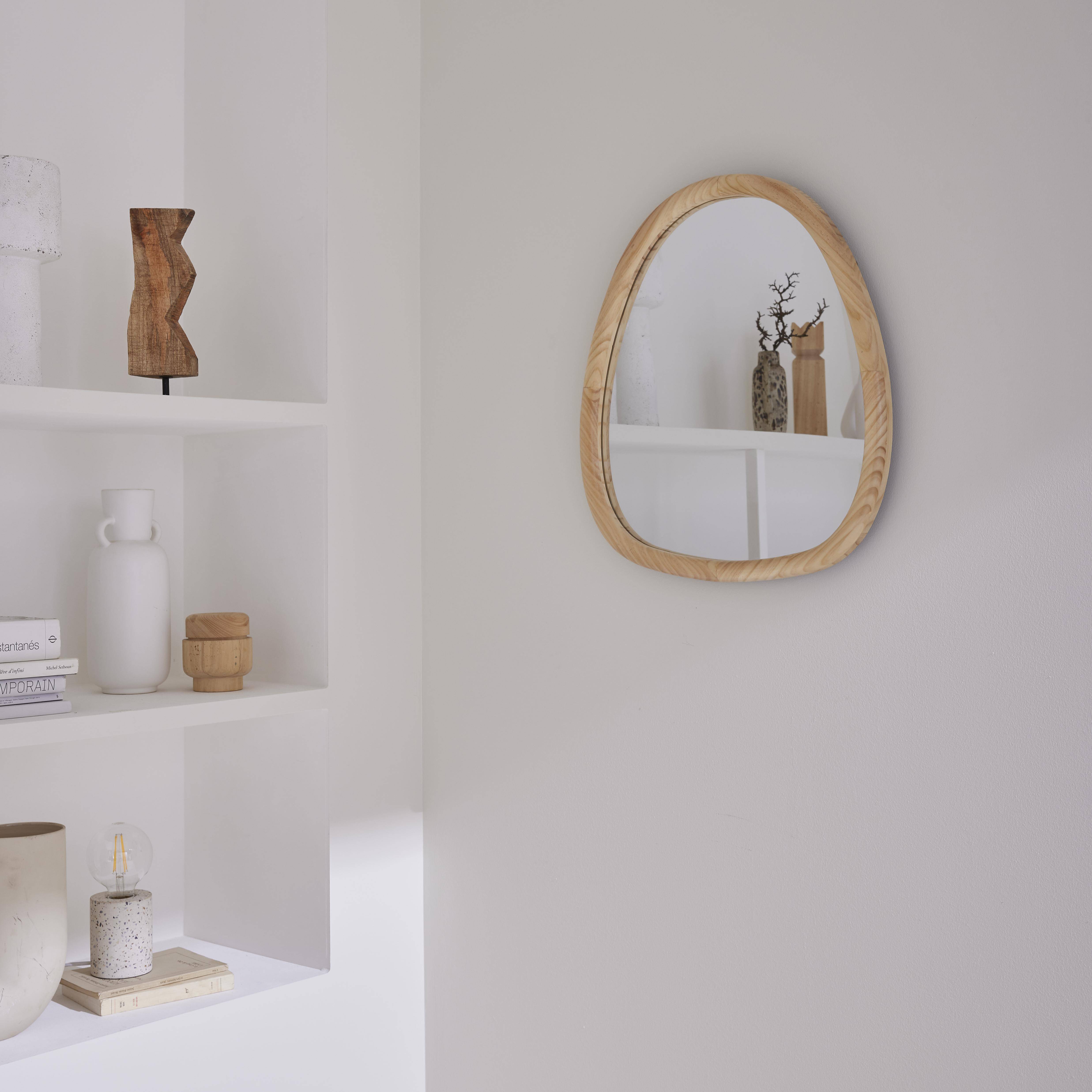 Spiegel van organisch dennenhout, 55cm natuurlijke houtkleur, Charlie, L 55 x B 50 x D 3cm Photo1