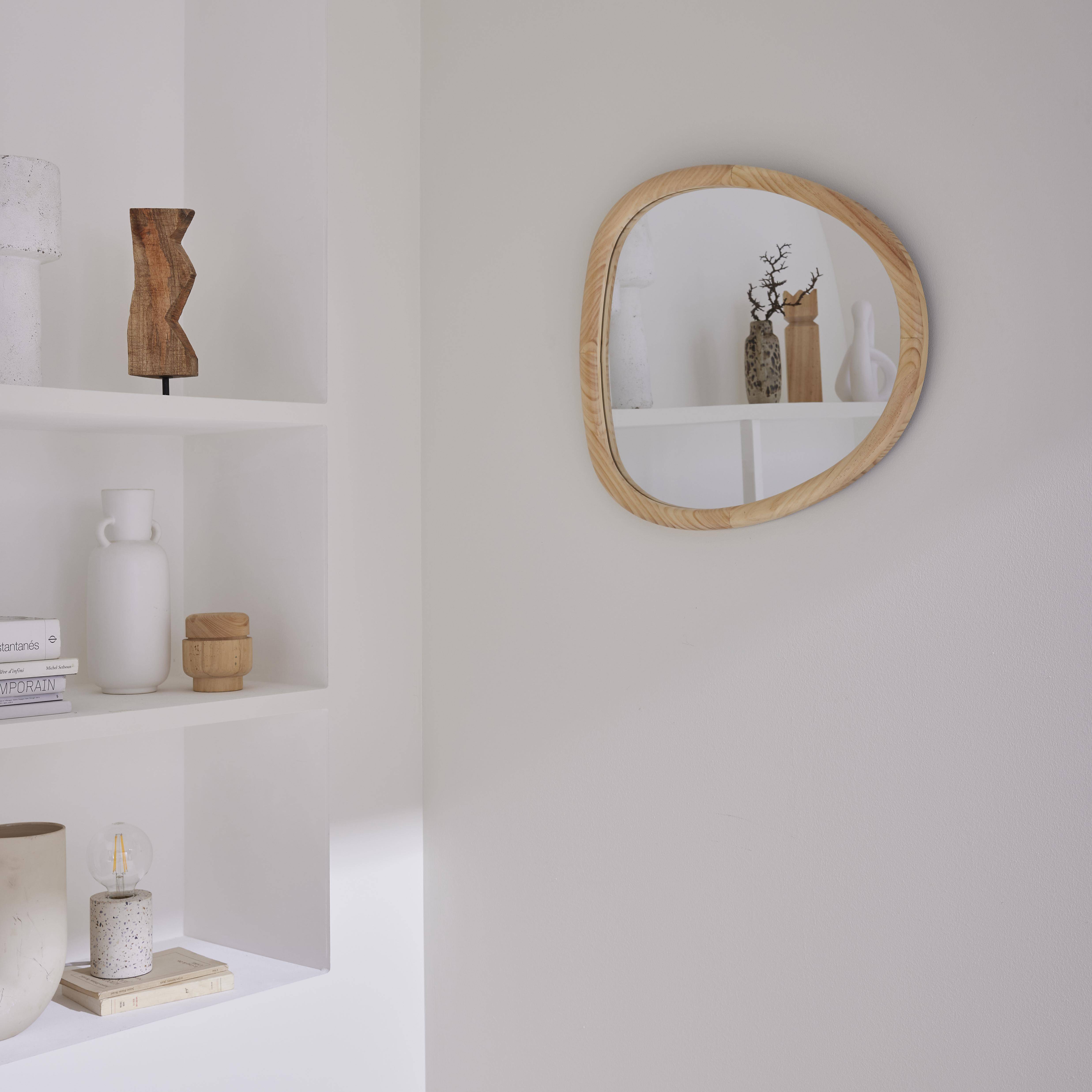 Spiegel van organisch dennenhout, 55cm natuurlijke houtkleur, Charlie, L 55 x B 50 x D 3cm Photo2