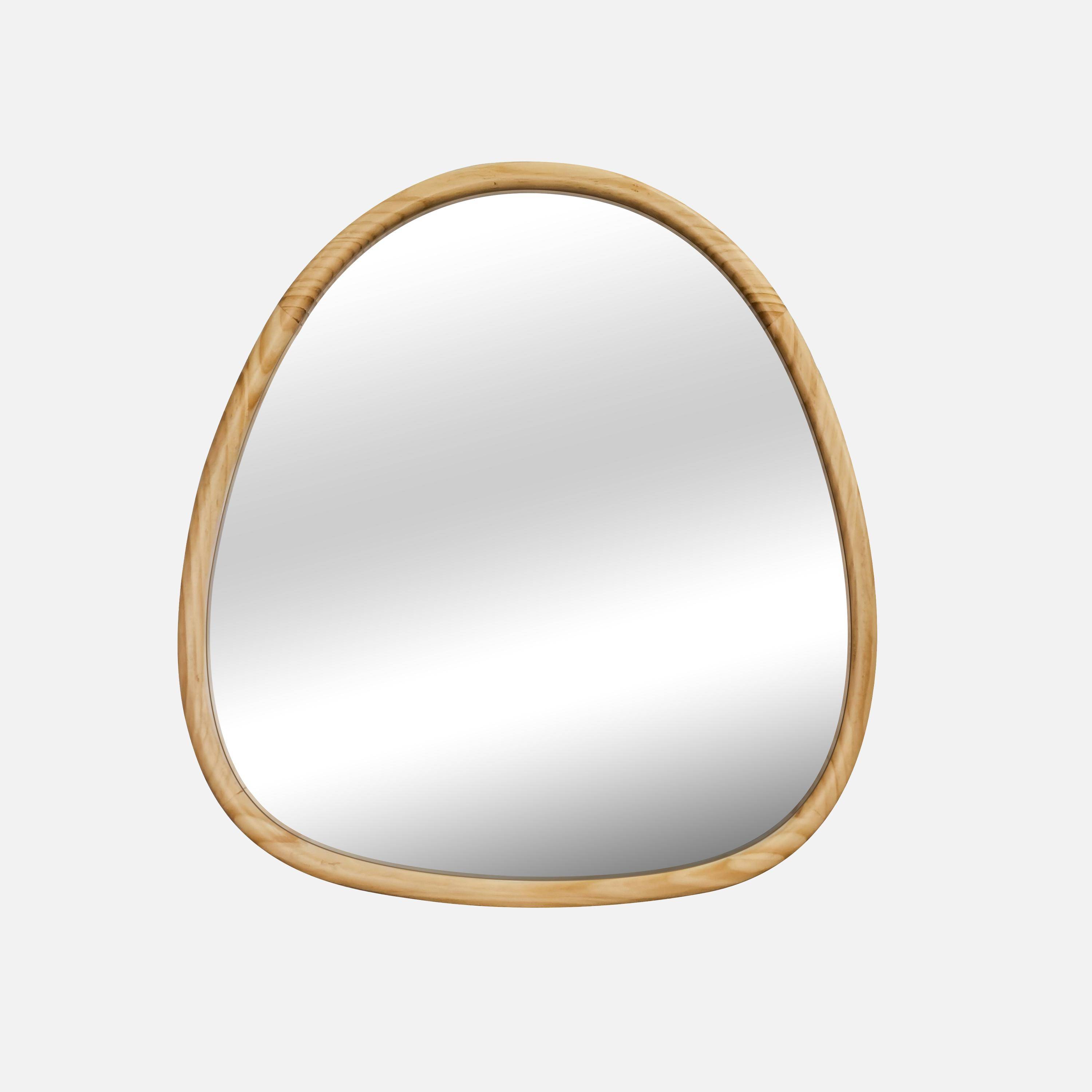 55cm oval wooden mirror, Natural