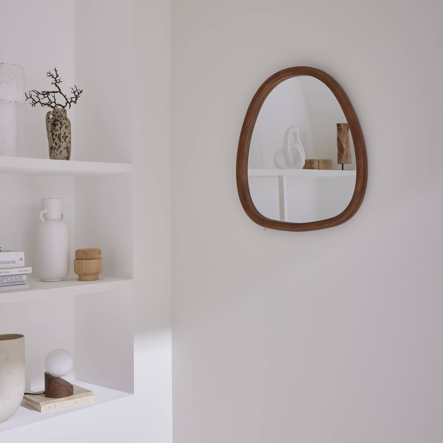 Specchio in legno di abete, 55cm, Marrone