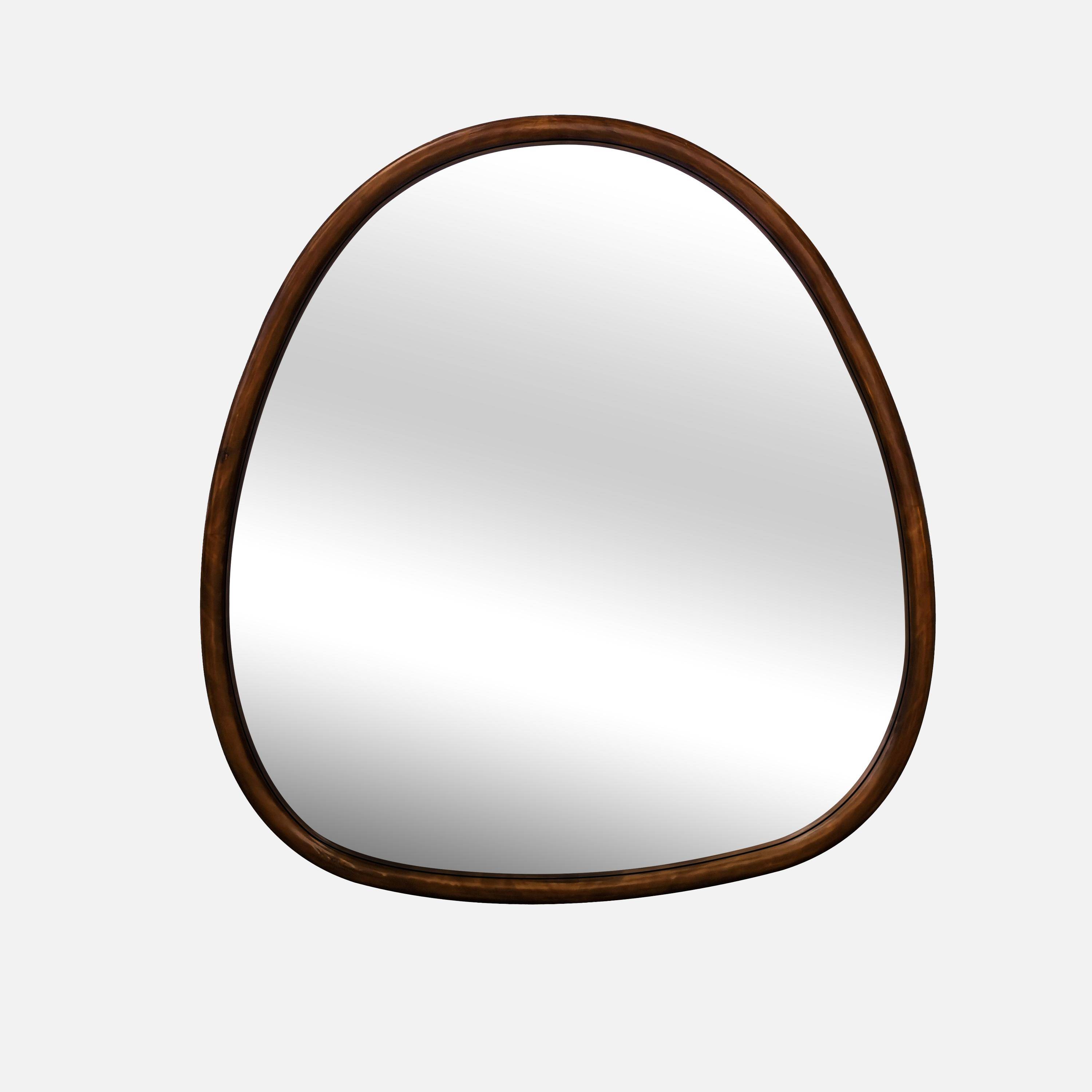 55cm oval wooden mirror, Charlie, Walnut, 50x3x55 cm Photo4