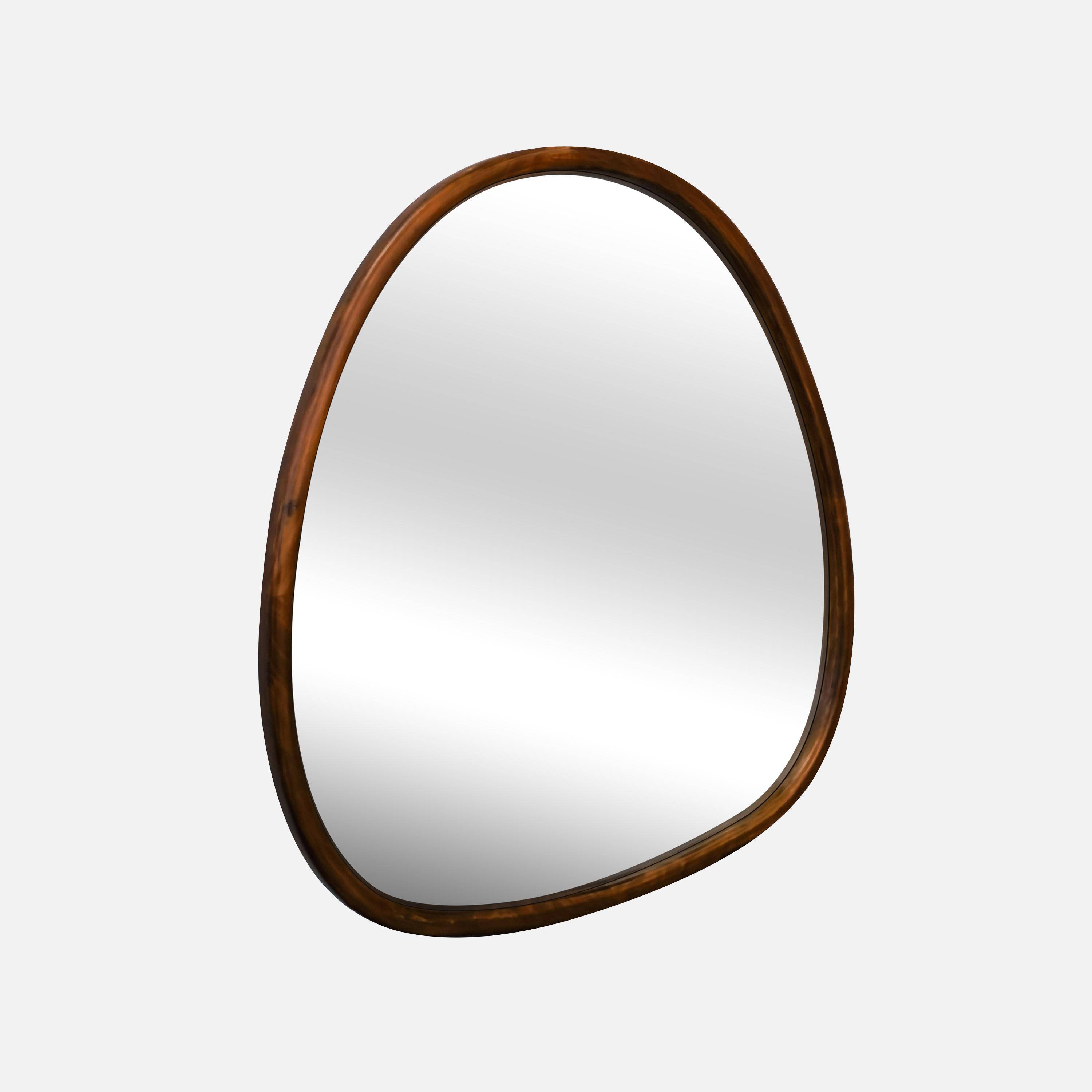 55cm oval wooden mirror, Charlie, Walnut, 50x3x55 cm Photo3