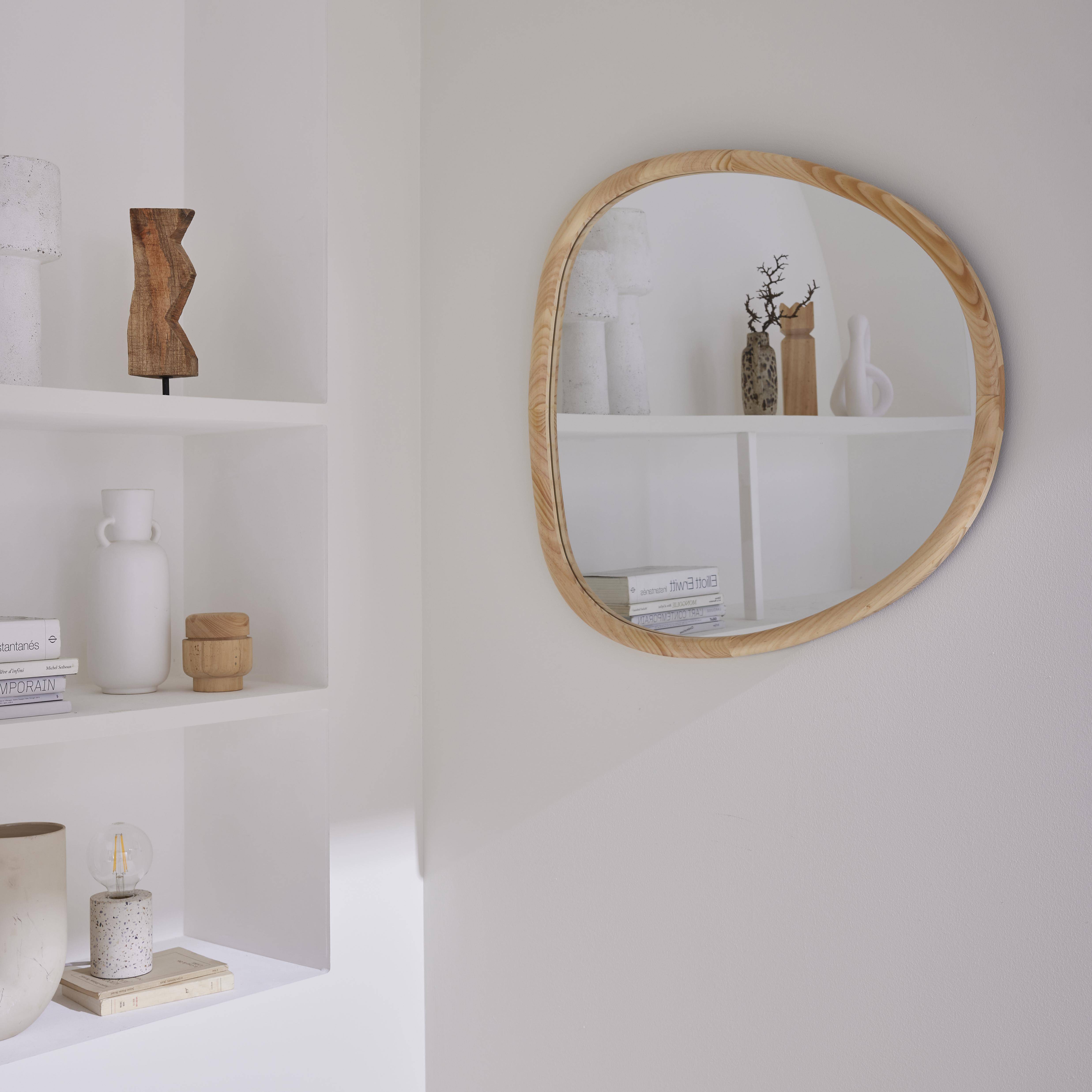 Spiegel van organisch dennenhout, 75cm natuurlijke houtkleur, Charlie, L 75 x B 70 x D 3cm,sweeek,Photo1