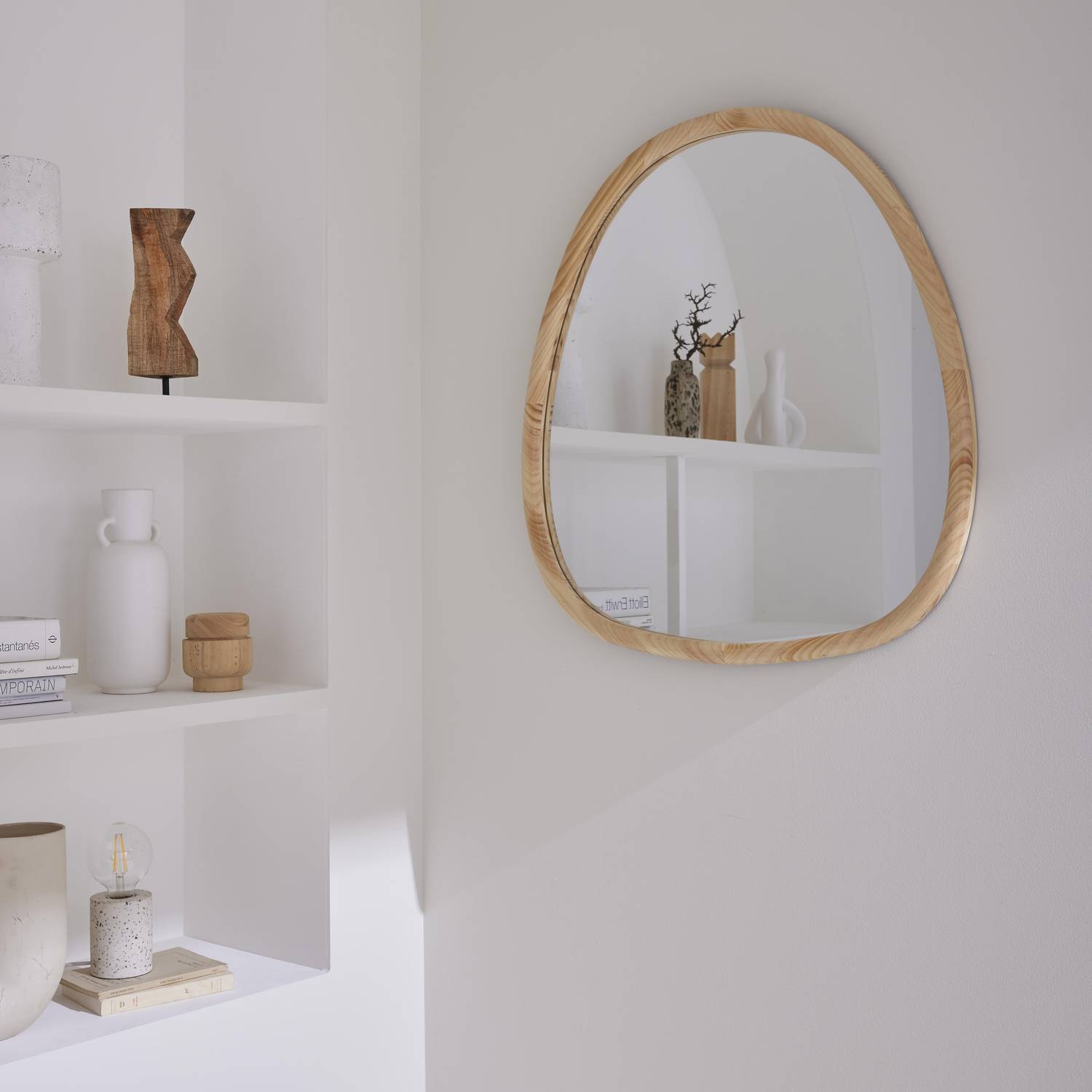 Spiegel van organisch dennenhout, 75cm natuurlijke houtkleur, Charlie, L 75 x B 70 x D 3cm Photo2